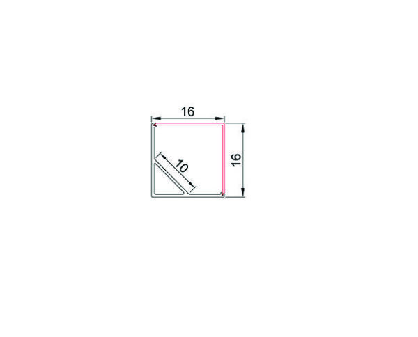 90° Angled LED Profile | ALU-005 |16×16 mm 5/8″ x 5/8″ | 2.5M / 8ft Length | Square Cover - Image 5