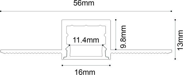 Recessed Drywall LED Profile | ALU-DR1613  | Lit Edge 16mm Width | 2.5M Length - Image 2
