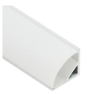 90° Angled LED Profile | ALU-006 |16×16 mm  5/8″ x 5/8″ | 2.5M / 8ft Length | Curved Cover