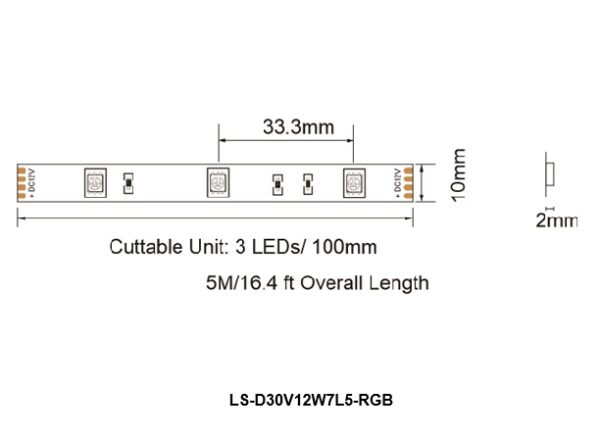RGB Strip | 12Vdc | 7.2W /Meter | 5M or 30M length - Image 3