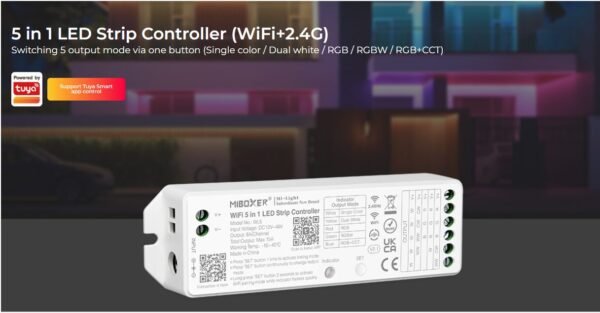 5 in 1 W/CCT/RGB+W Controller | DC12-48V | 6A/Channel | Smart App - Image 2