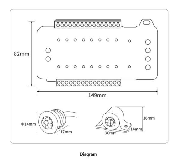 PIR Sensor Stair Light Controller | 16 Steps | 12-24 Vdc | 1A/Step - Image 2