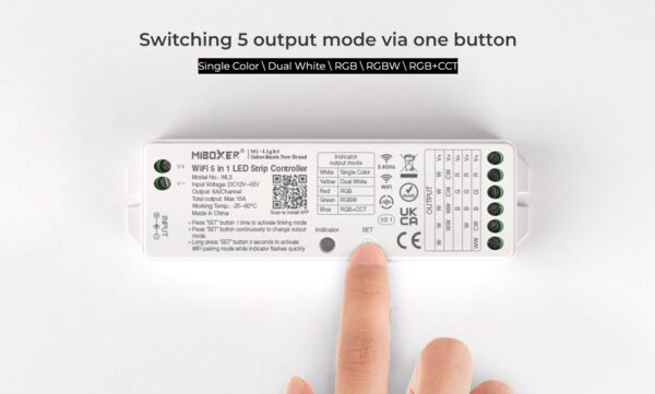 5 in 1 W/CCT/RGB+W Controller | DC12-48V | 6A/Channel | Smart App - Image 3
